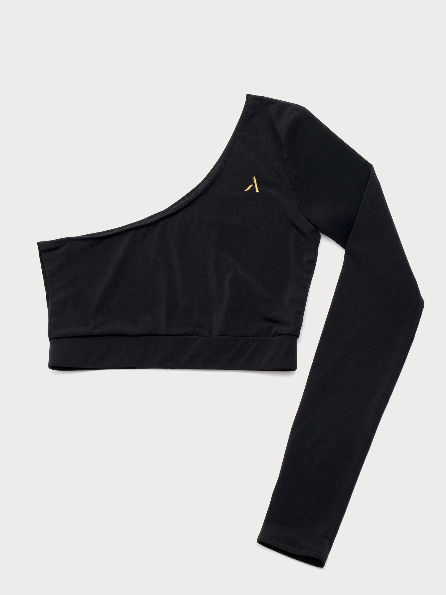 Top monospalla da pole dance in jersey color nero