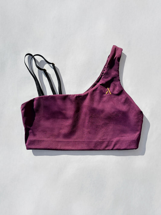 Top da pole dance con elementi elastici color vino