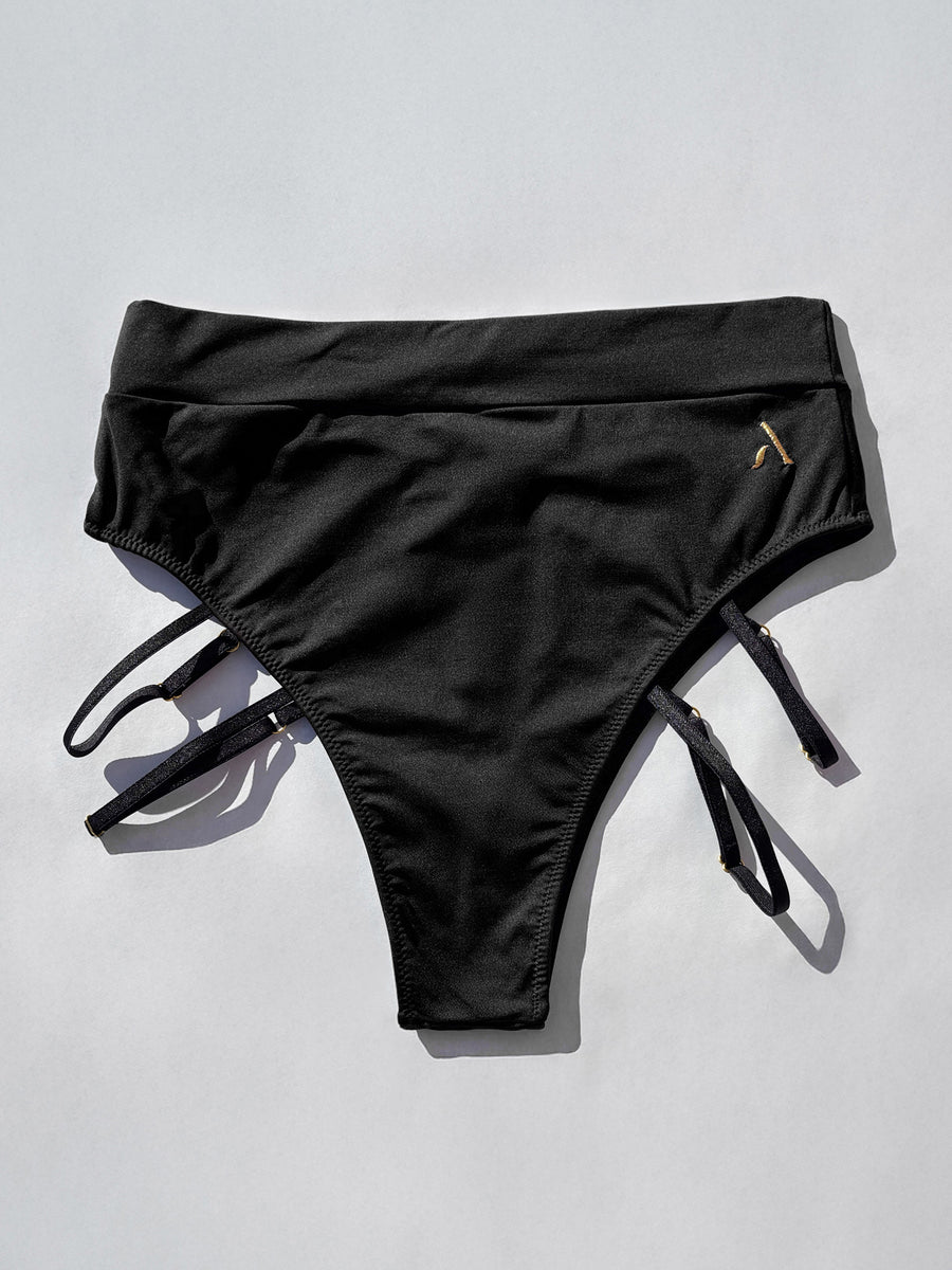 Pantoloncini da pole dance con elementi elastici color nero