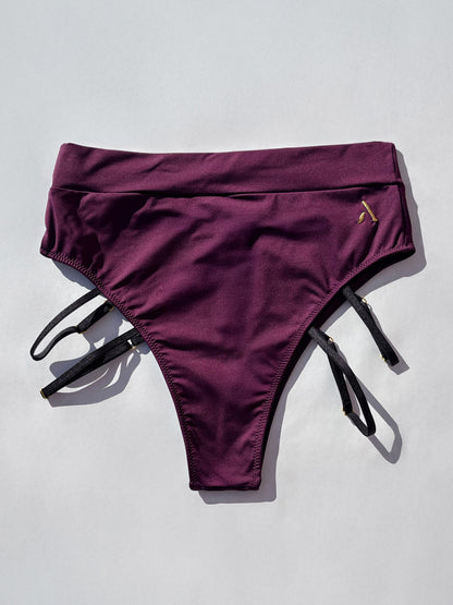 Pantoloncini da pole dance con elementi elastici color vino
