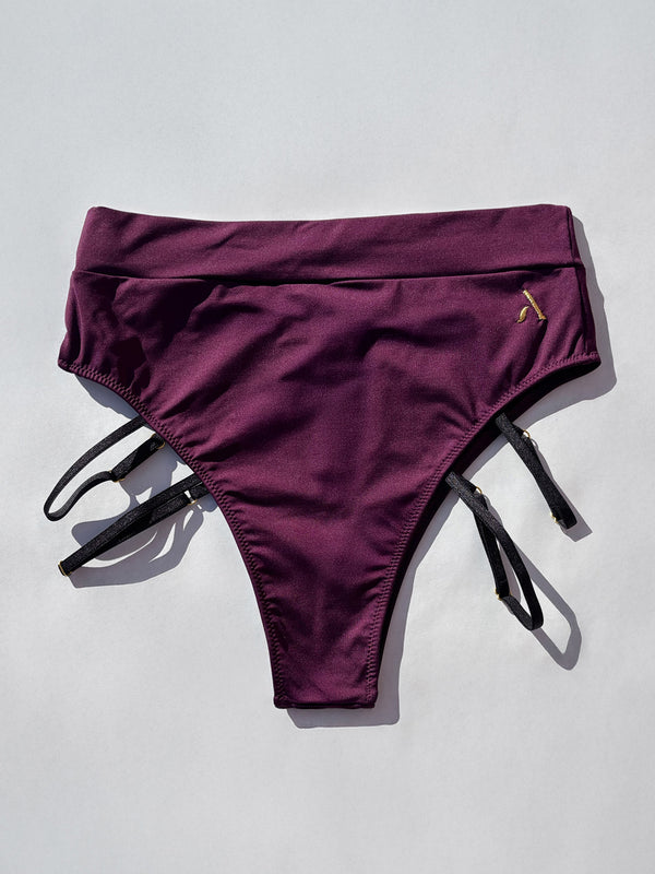 Pantoloncini da pole dance con elementi elastici color vino