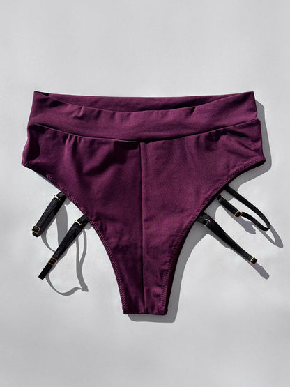 Pantoloncini da pole dance con elementi elastici color vino
