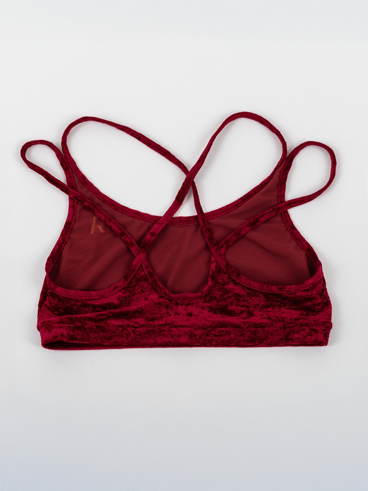 Top da pole dance in velluto rosso, stile lusso