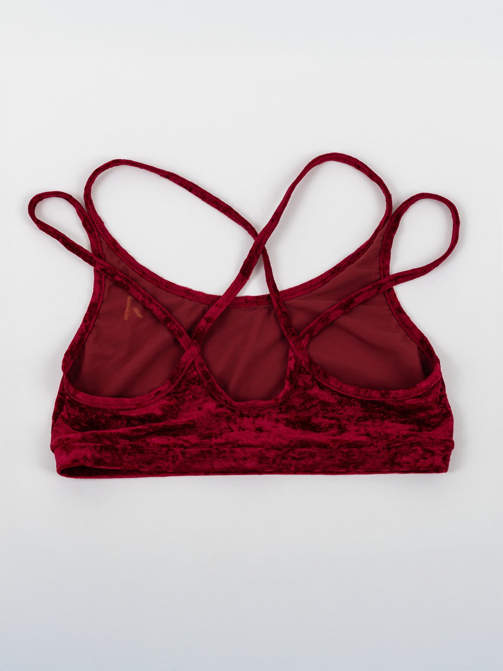 Top da pole dance in velluto rosso, stile lusso