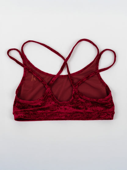 Top da pole dance in velluto rosso, stile lusso