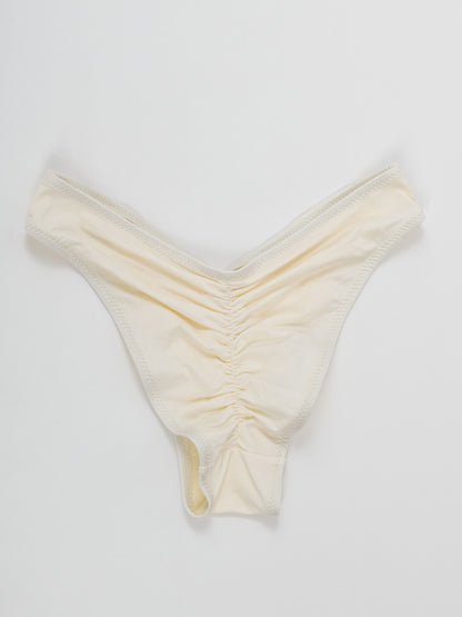 Pantaloncini slip da pole dance bianchi con arricciatura sul retro