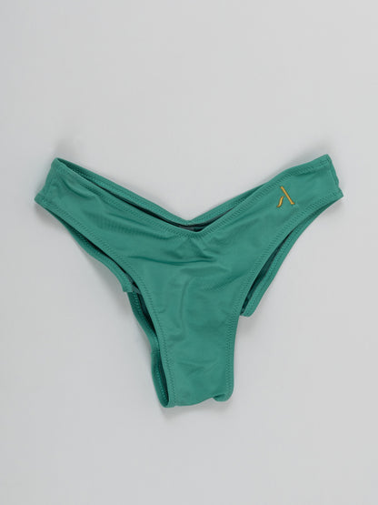 Pantaloncini slip da pole dance verde con arricciatura sul retro