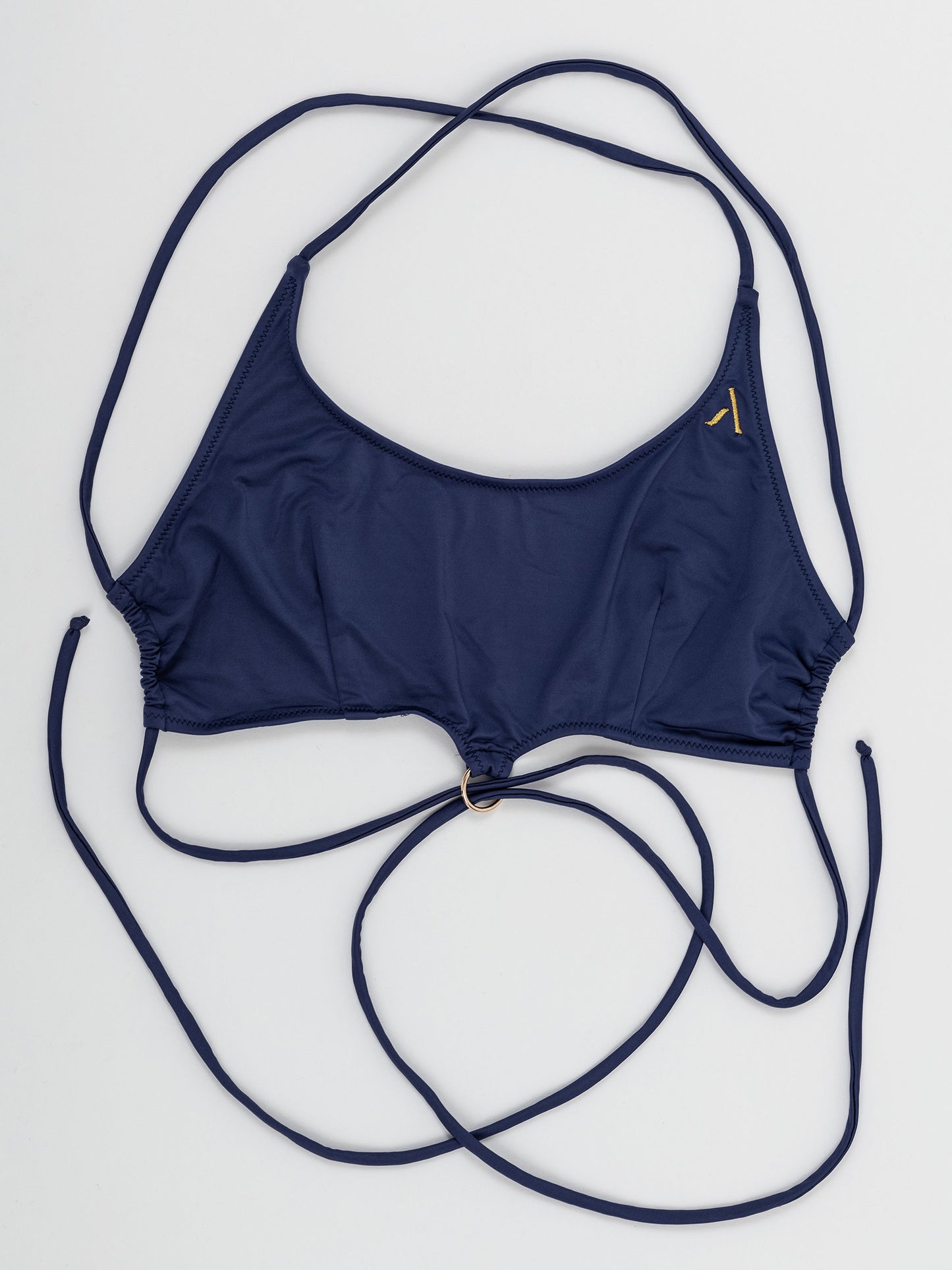 Top da pole dance blu con laccetti, stile swimwear