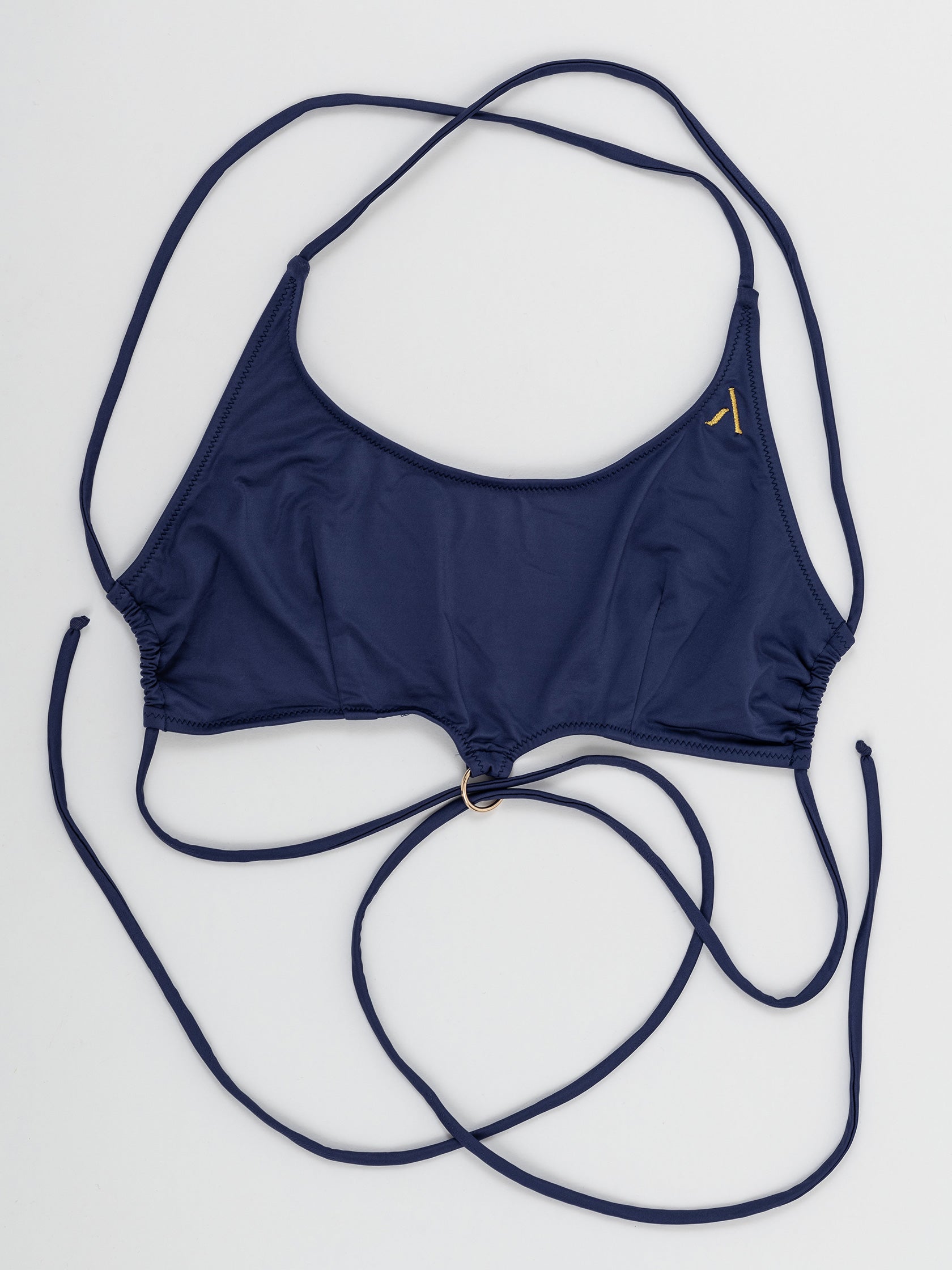 Top da pole dance blu con laccetti, stile swimwear