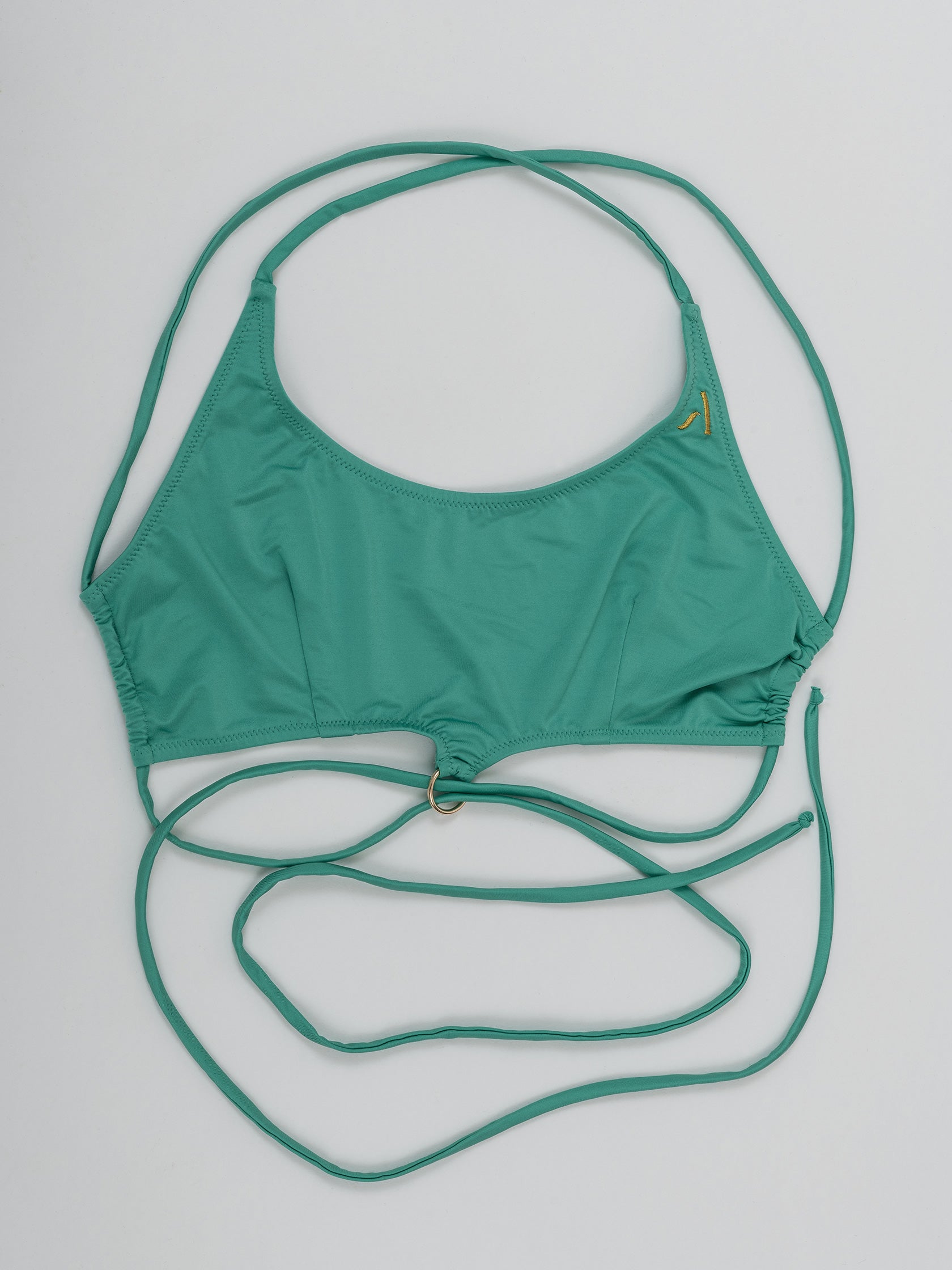 Top da pole dance blu con laccetti, stile swimwear