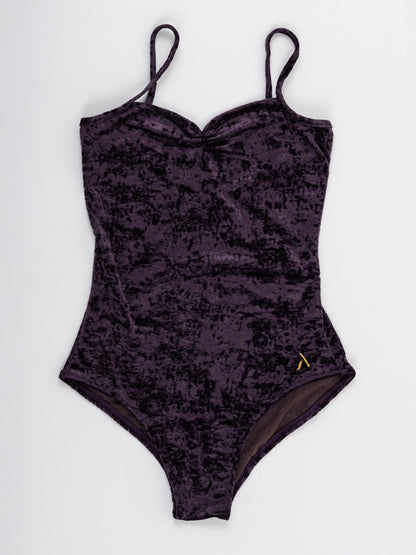 Body da pole dance in velluto viola, stile lusso