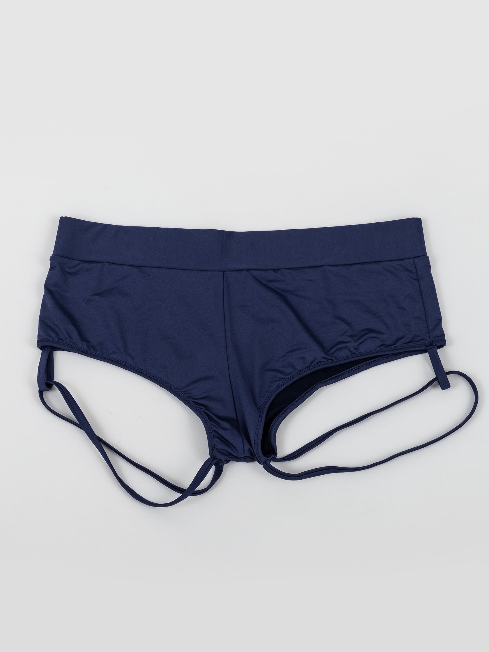 Pantaloncini da pole dance color blu con cinturini