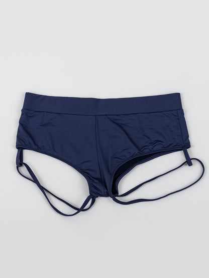 Pantaloncini da pole dance color blu con cinturini