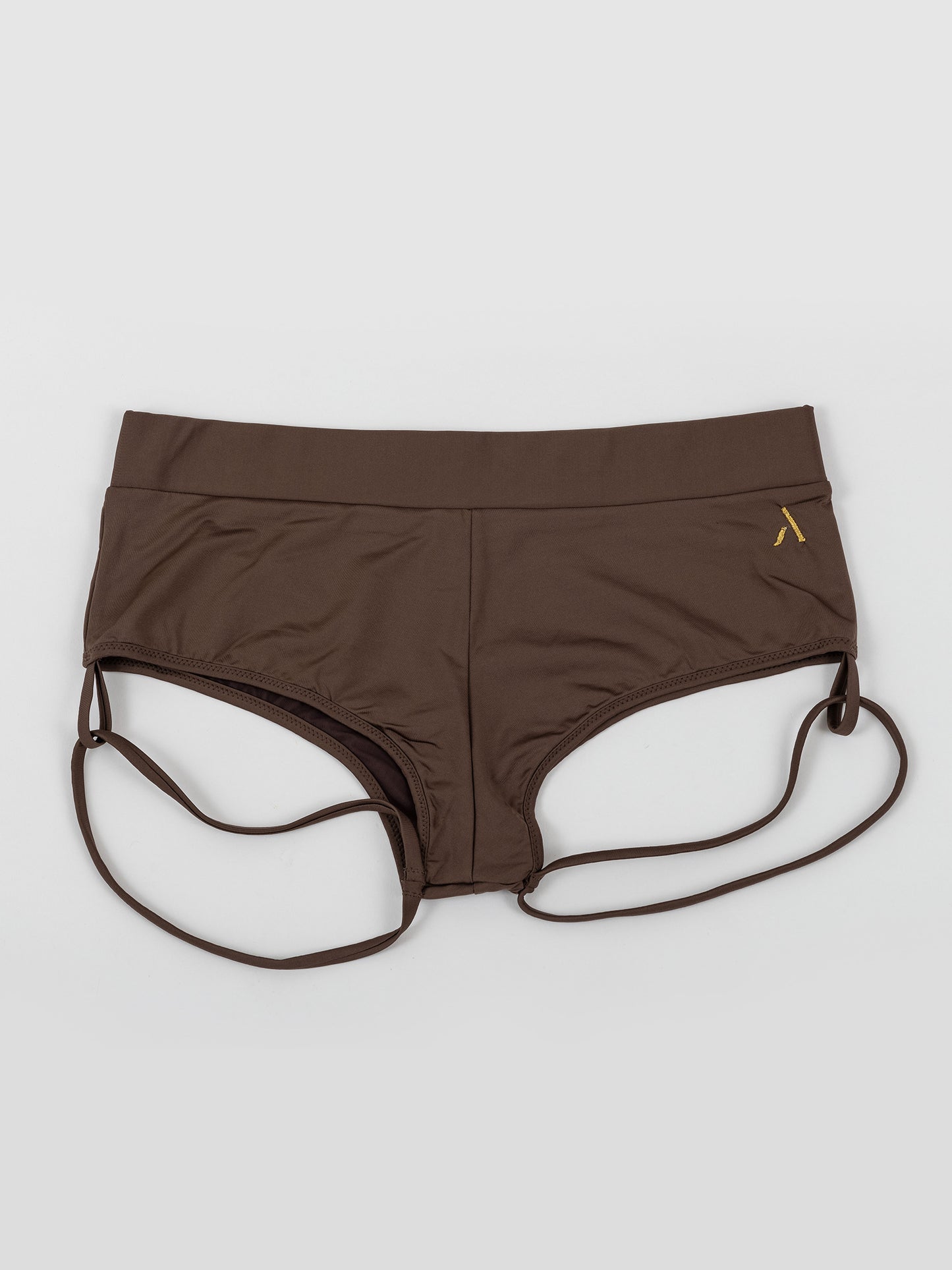 Pantaloncini da pole dance color marrone con cinturini