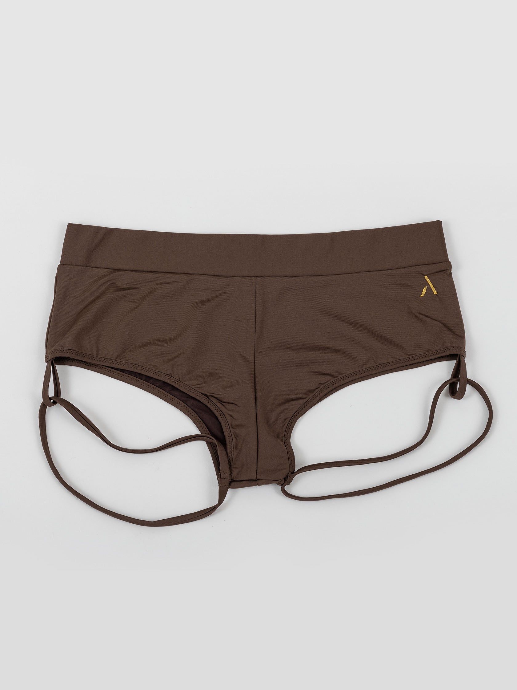 Pantaloncini da pole dance color marrone con cinturini