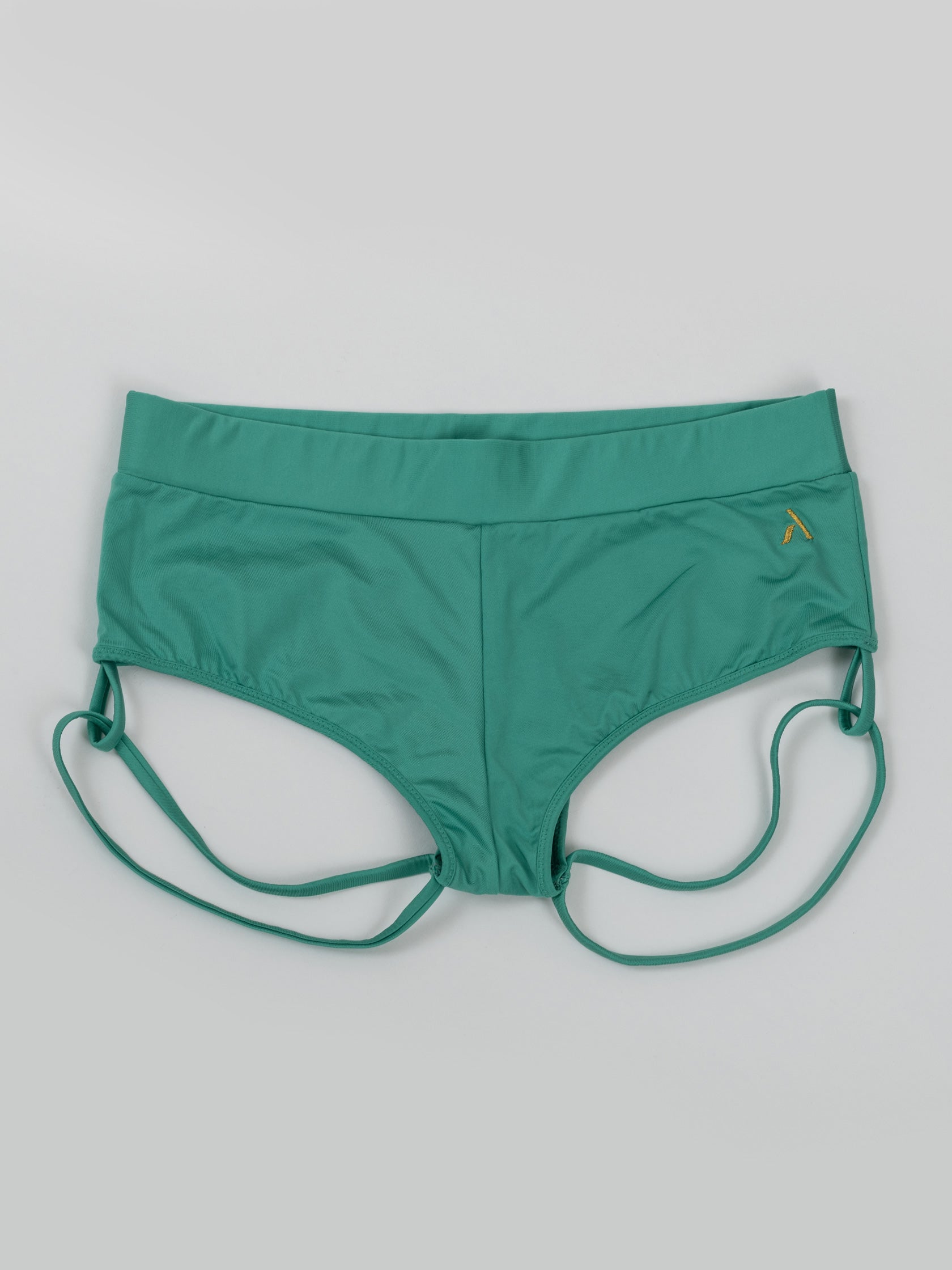 Pantaloncini da pole dance color verde con cinturini
