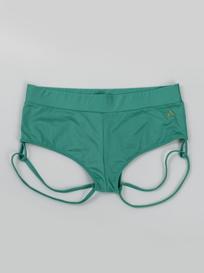 Pantaloncini da pole dance color verde con cinturini