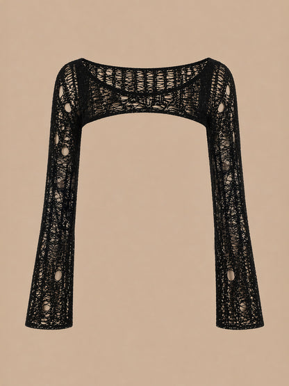 Bolero in maglia traforata per il pole dance color nero