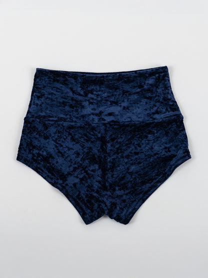 Pantaloncini da pole dance in velluto blu, stile lusso