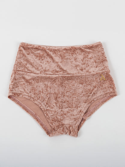 Pantaloncini da pole dance in velluto rosa, stile lusso