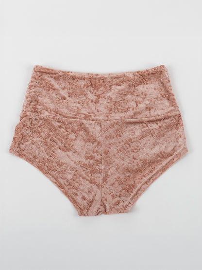 Pantaloncini da pole dance in velluto rosa, stile lusso
