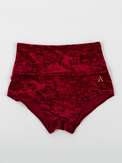 Pantaloncini da pole dance in velluto rosso, stile lusso