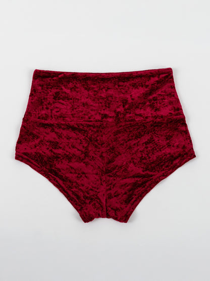 Pantaloncini da pole dance in velluto rosso, stile lusso