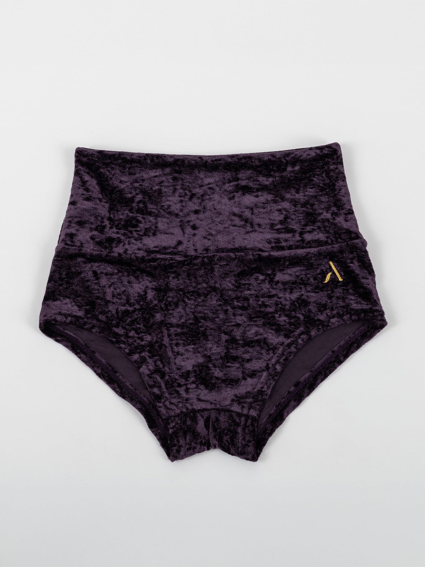 Pantaloncini da pole dance in velluto viola, stile lusso