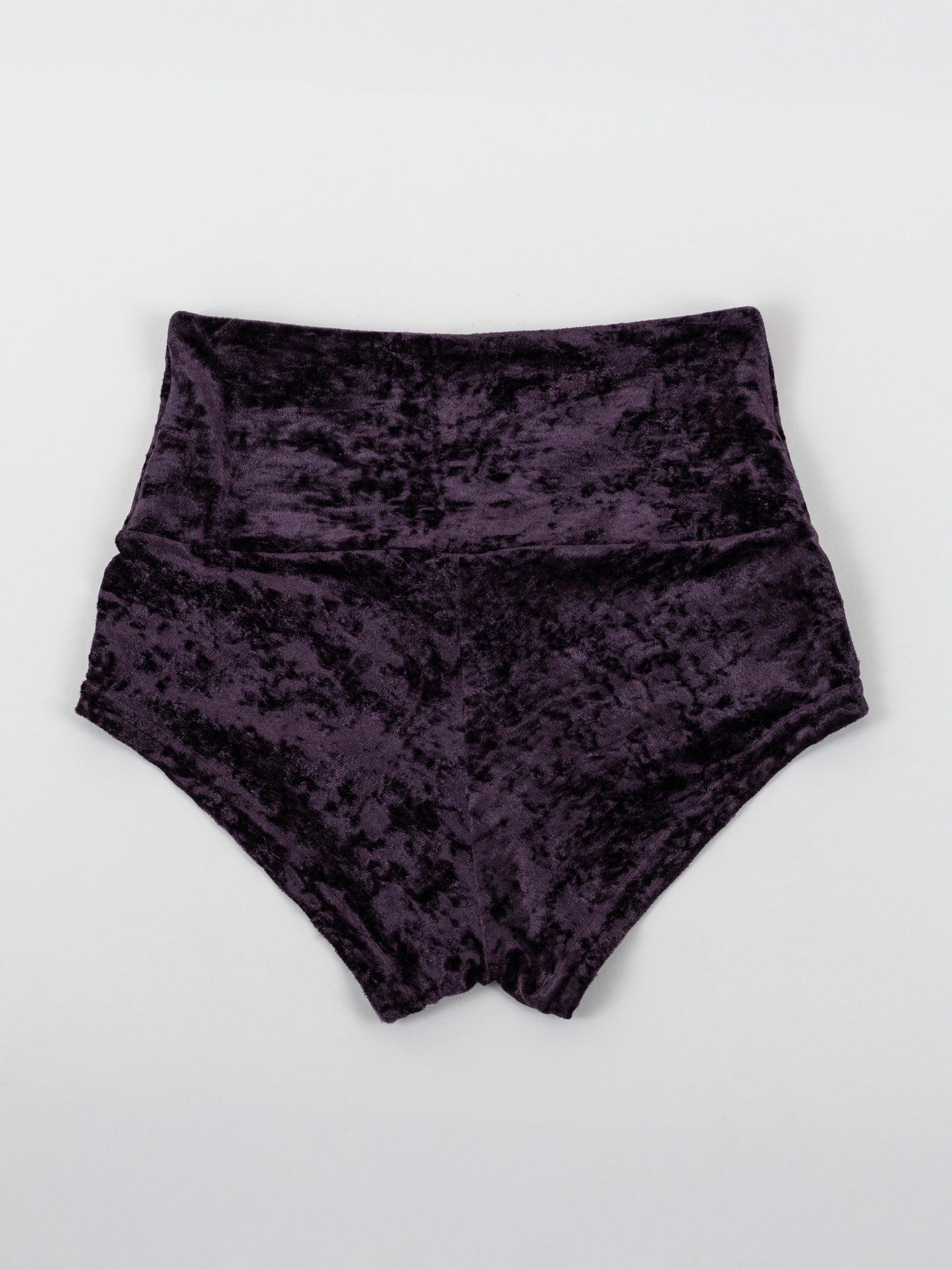 Pantaloncini da pole dance in velluto viola, stile lusso