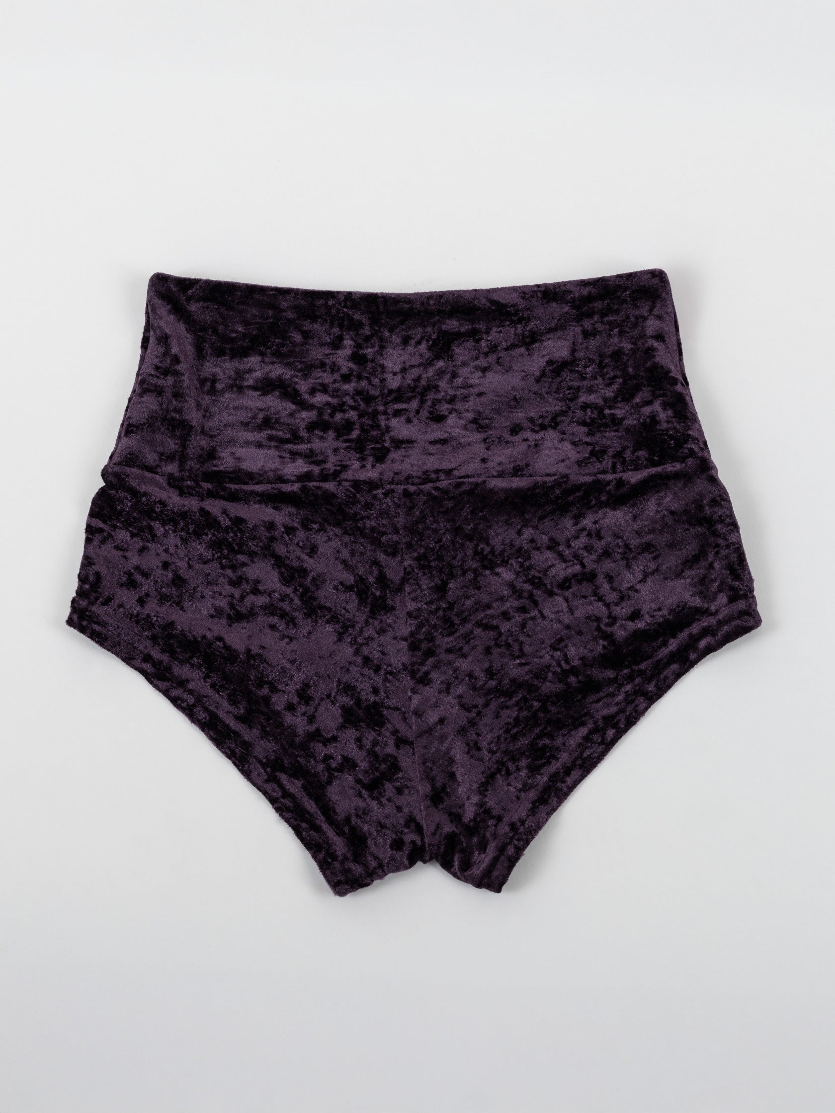 Pantaloncini da pole dance in velluto viola, stile lusso