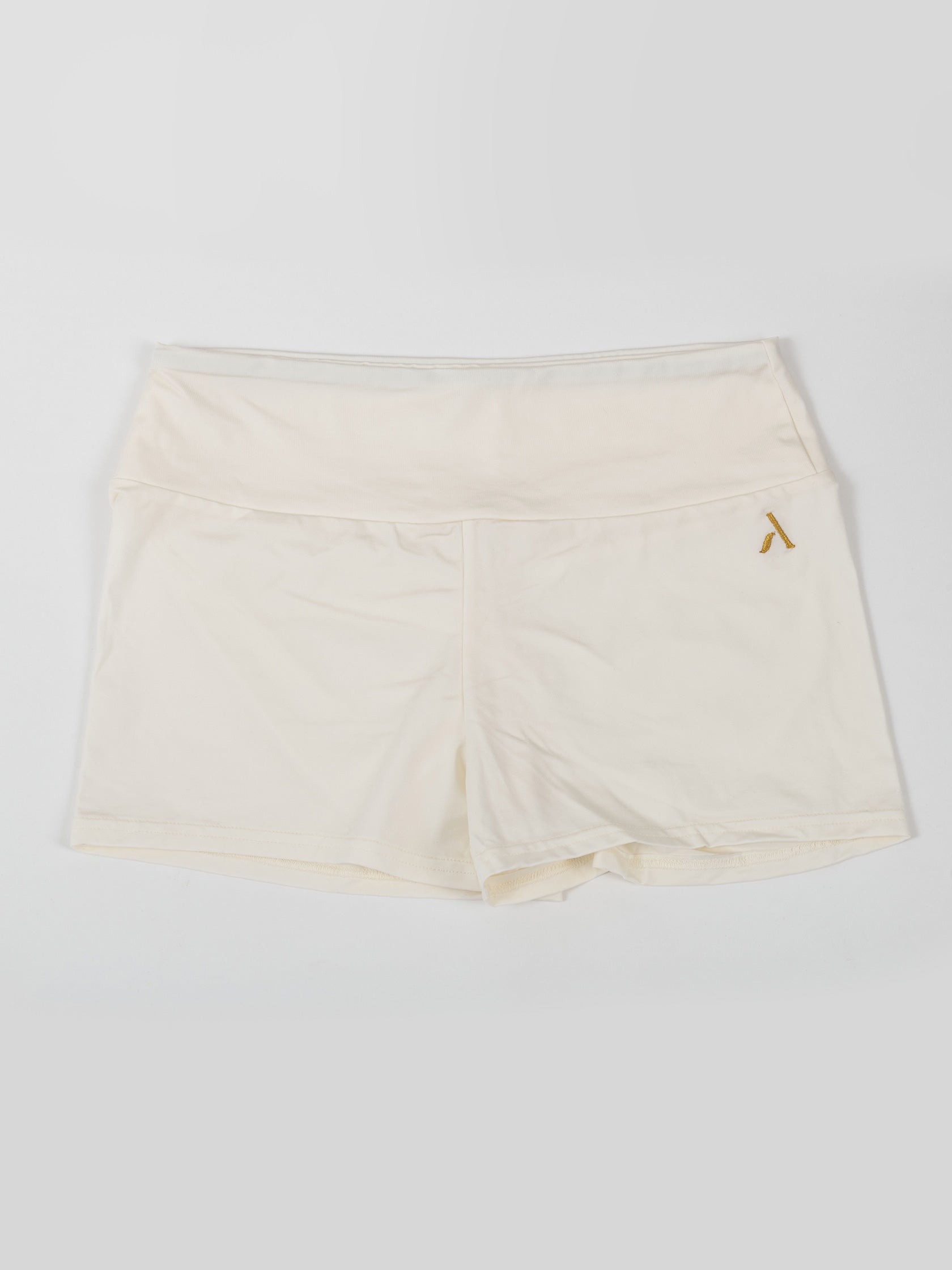 Pantaloncini da pole dance bianco con arricciatura sul retro