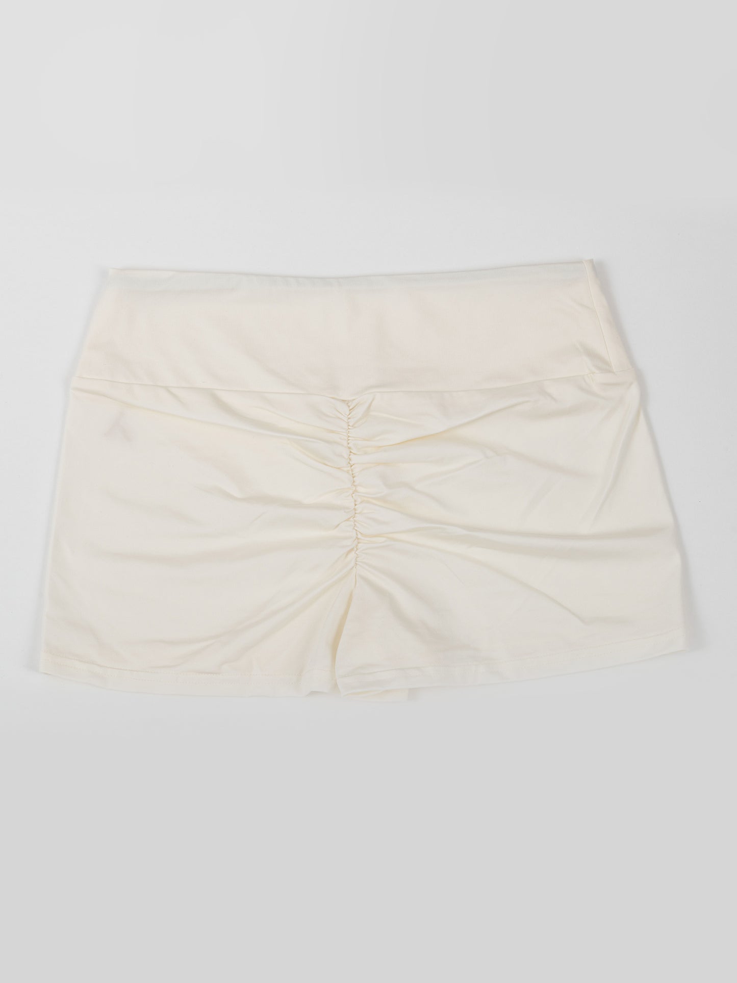 Pantaloncini da pole dance bianco con arricciatura sul retro