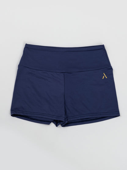 Pantaloncini da pole dance blu con arricciatura sul retro