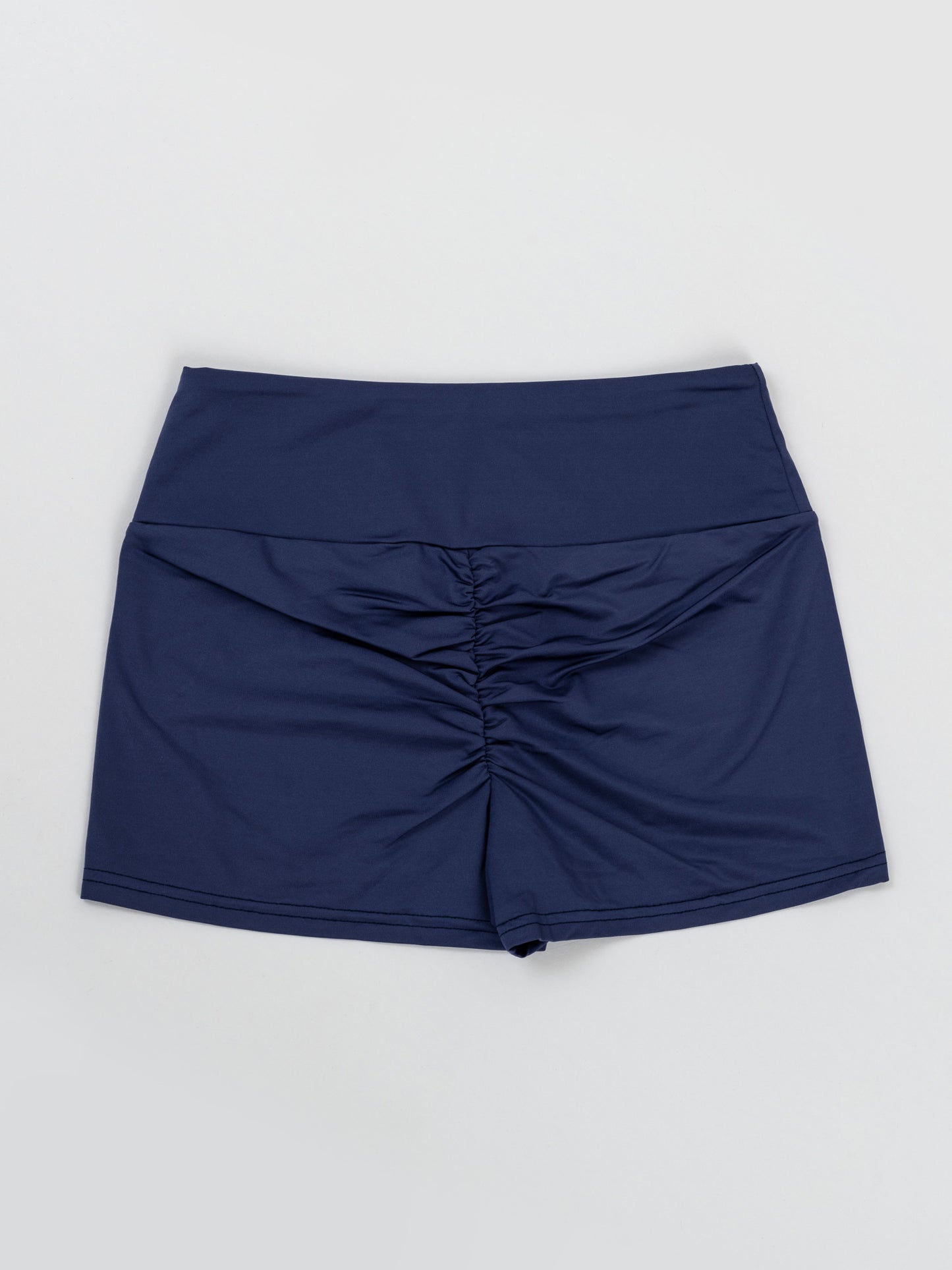 Pantaloncini da pole dance blu con arricciatura sul retro