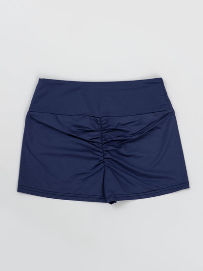 Pantaloncini da pole dance blu con arricciatura sul retro