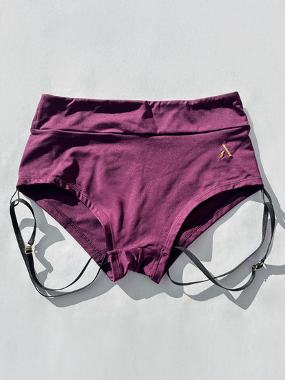 Pantoloncini da pole dance con elementi elastici color vino