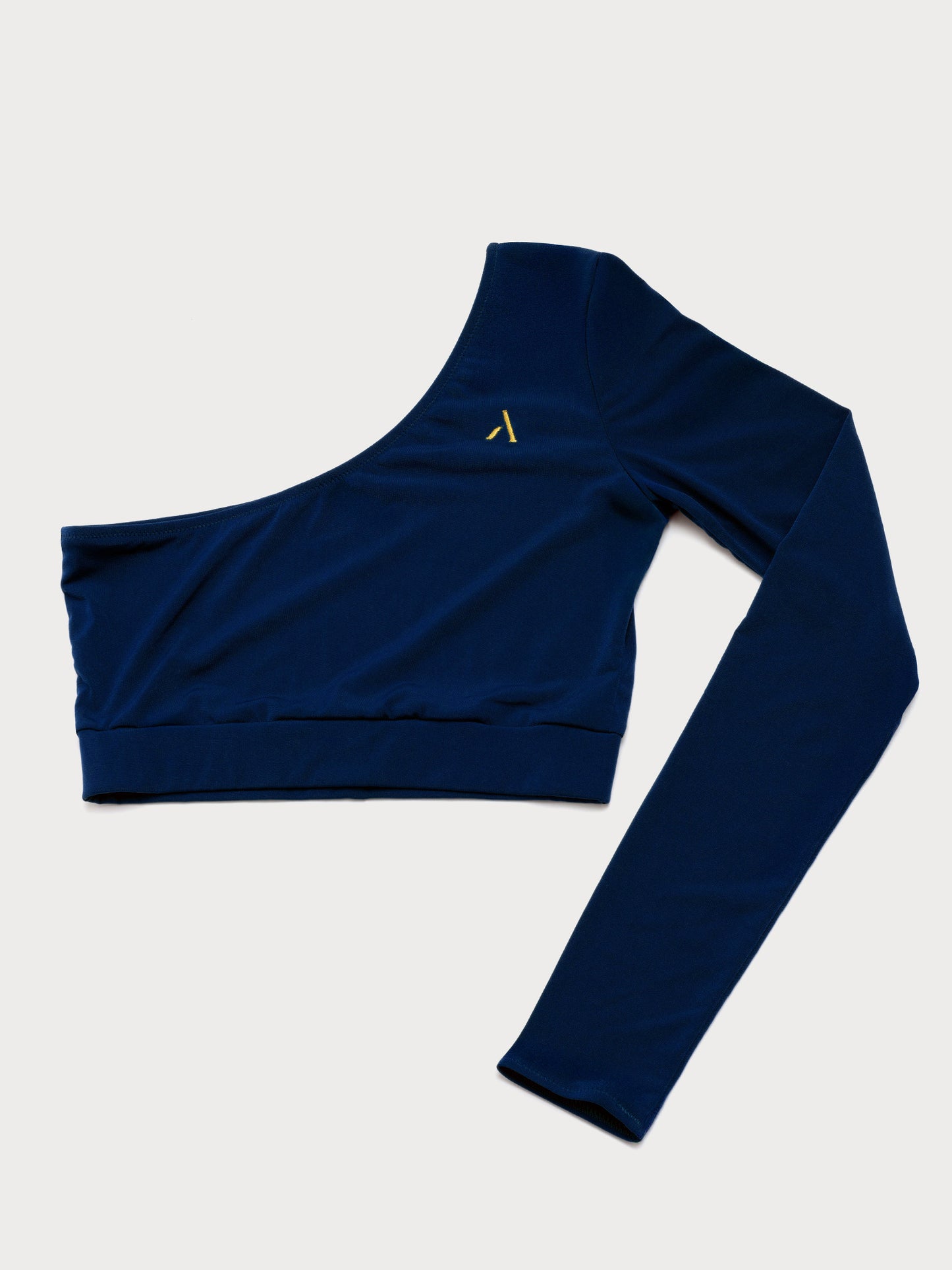 Top monospalla da pole dance in jersey color blu