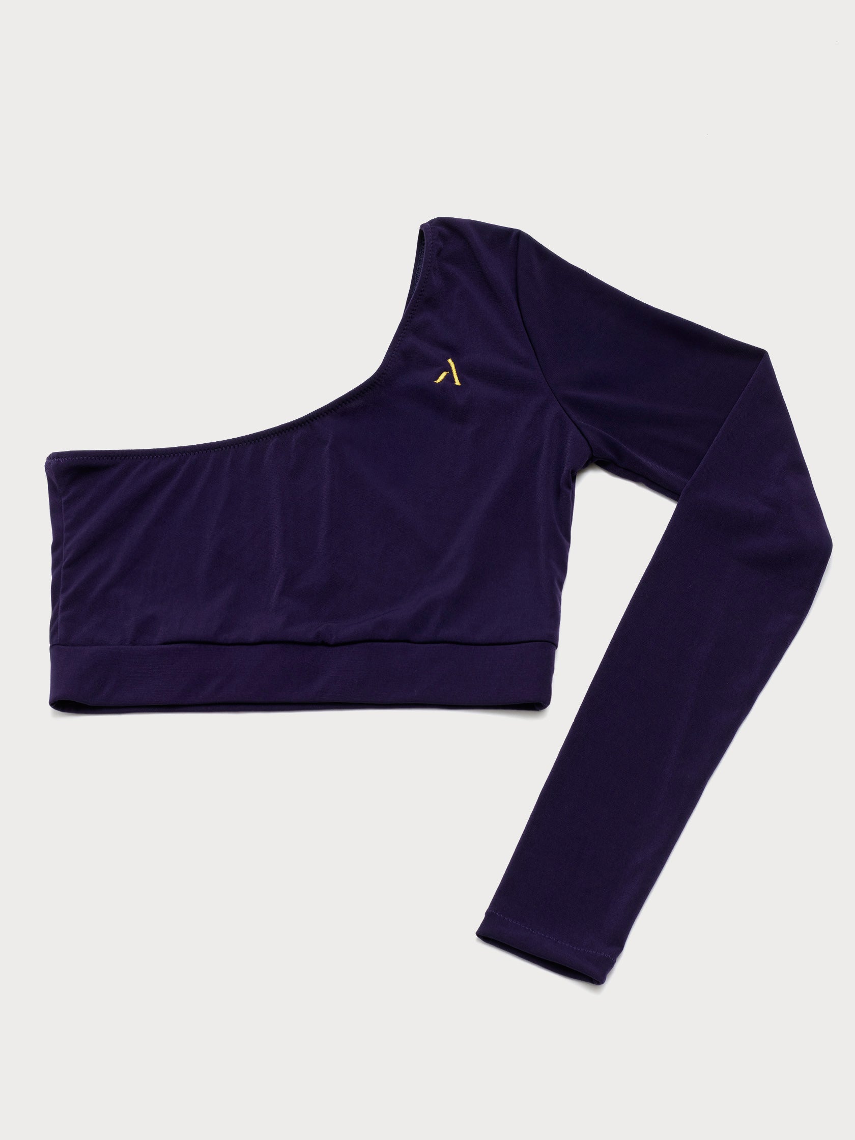 Top monospalla da pole dance in jersey color viola