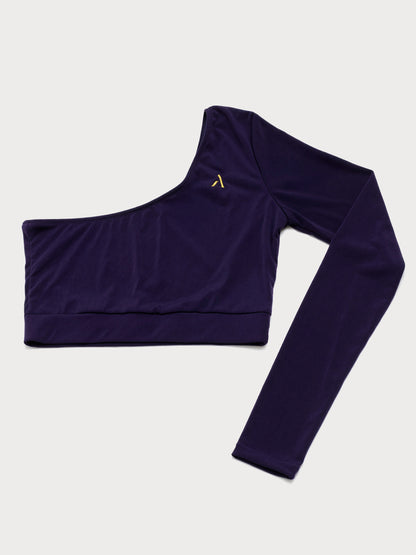 Top monospalla da pole dance in jersey color viola