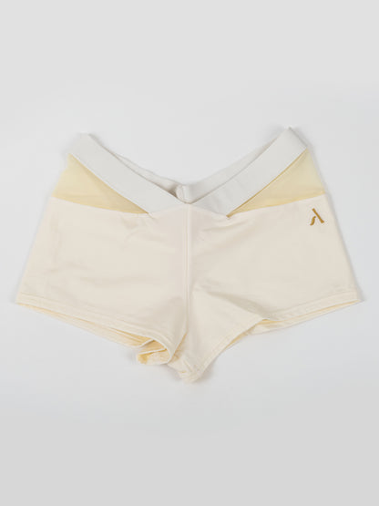 Pantaloncini da pole dance color bianco con inserti in rete