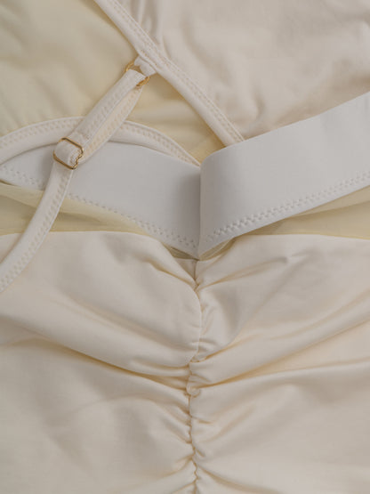 Pantaloncini da pole dance color bianco con inserti in rete