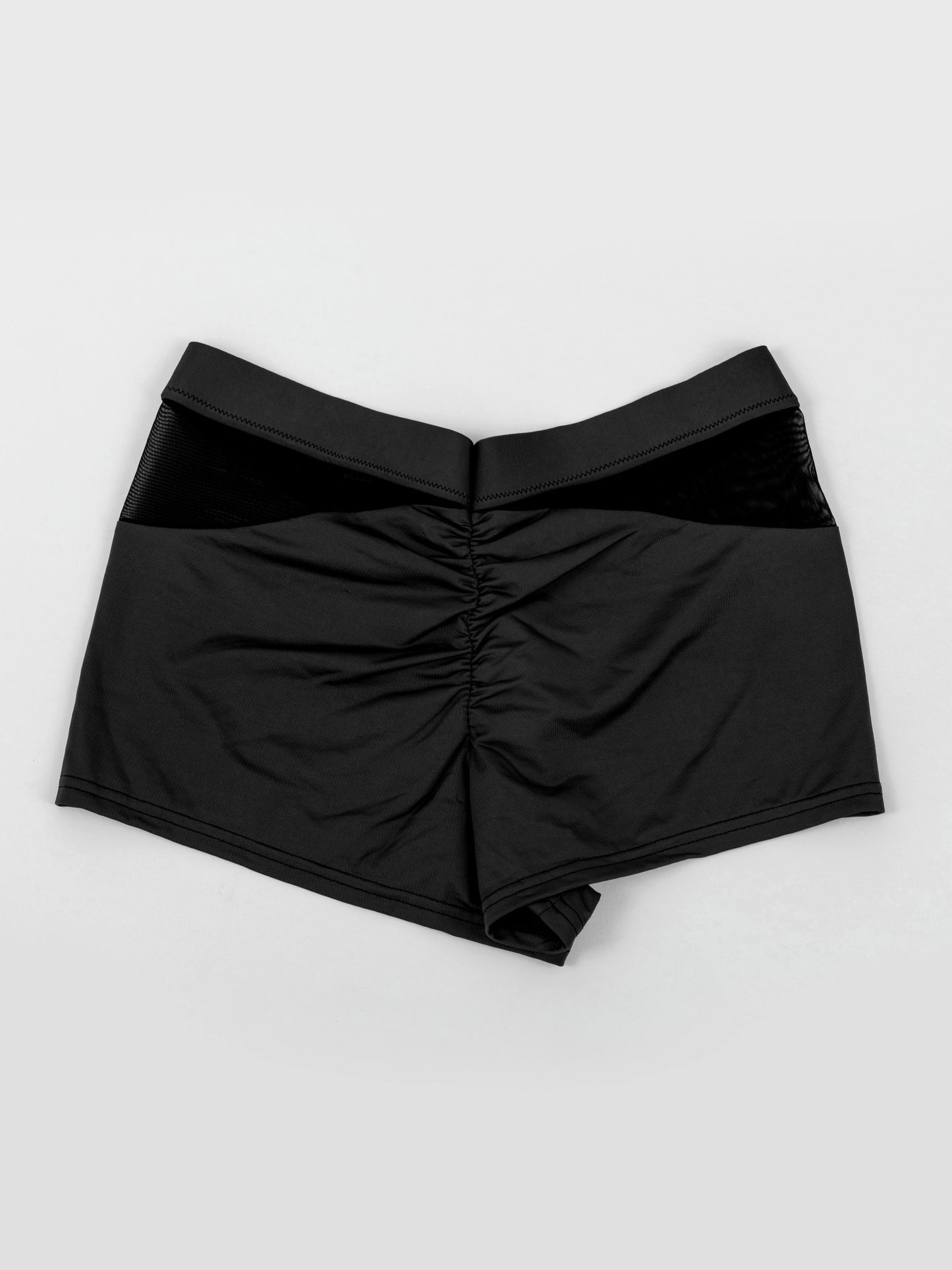 Pantaloncini da pole dance nero con inserti in rete