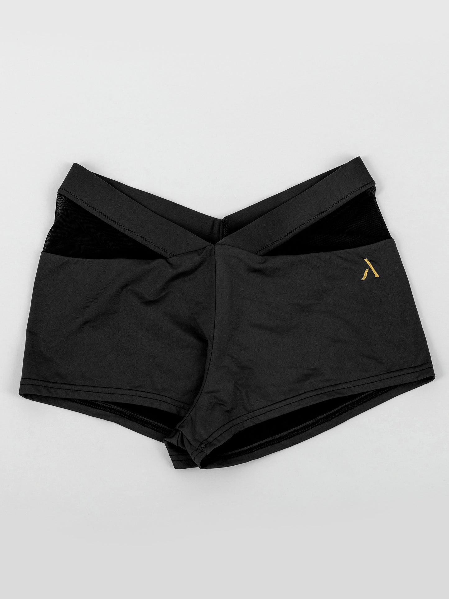 Pantaloncini da pole dance nero con inserti in rete