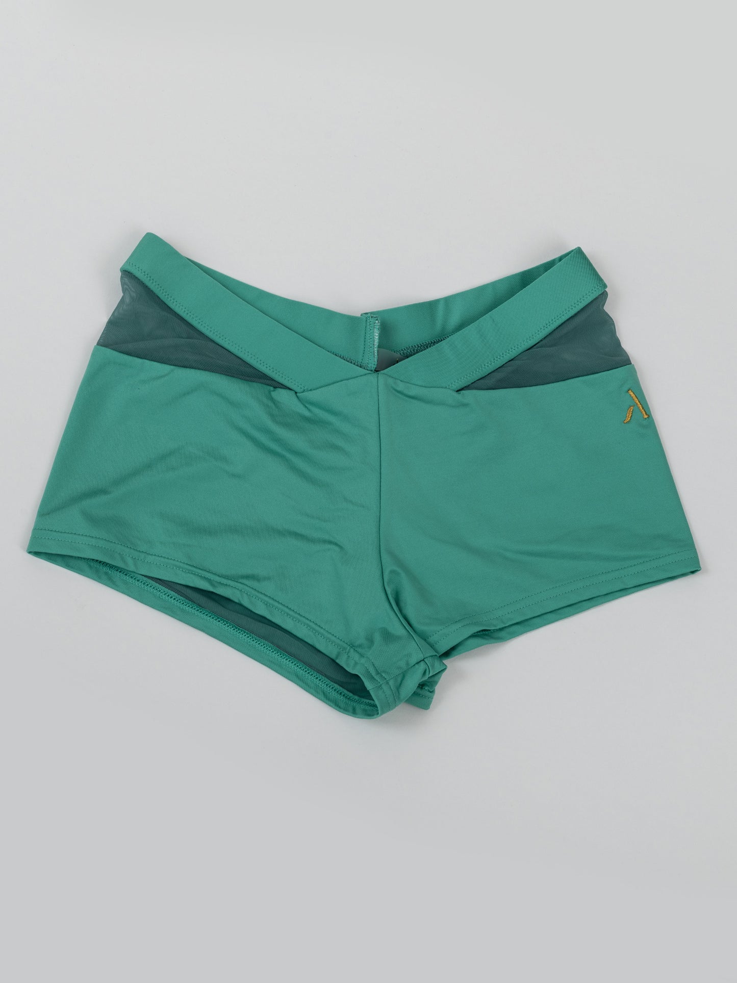 Pantaloncini da pole dance color verde con inserti in rete