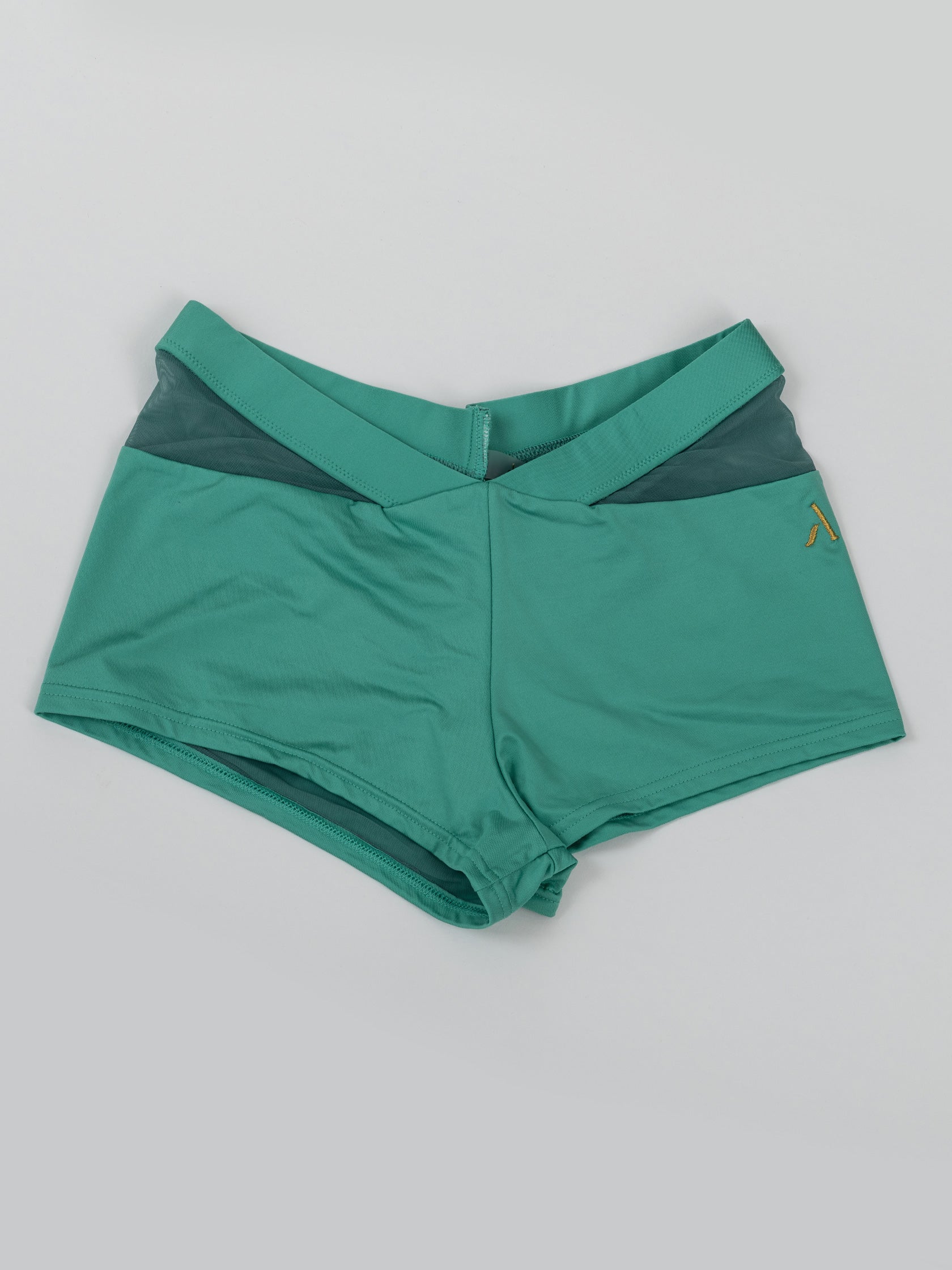 Pantaloncini da pole dance color verde con inserti in rete