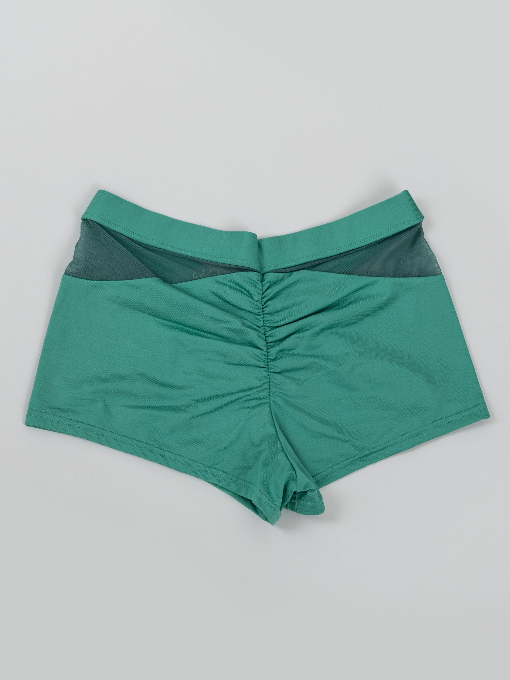 Pantaloncini da pole dance color verde con inserti in rete