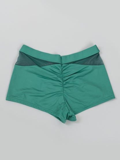 Pantaloncini da pole dance color verde con inserti in rete