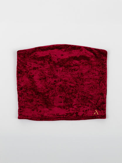 Top a fascia da pole dance in velluto rosso, stile lusso