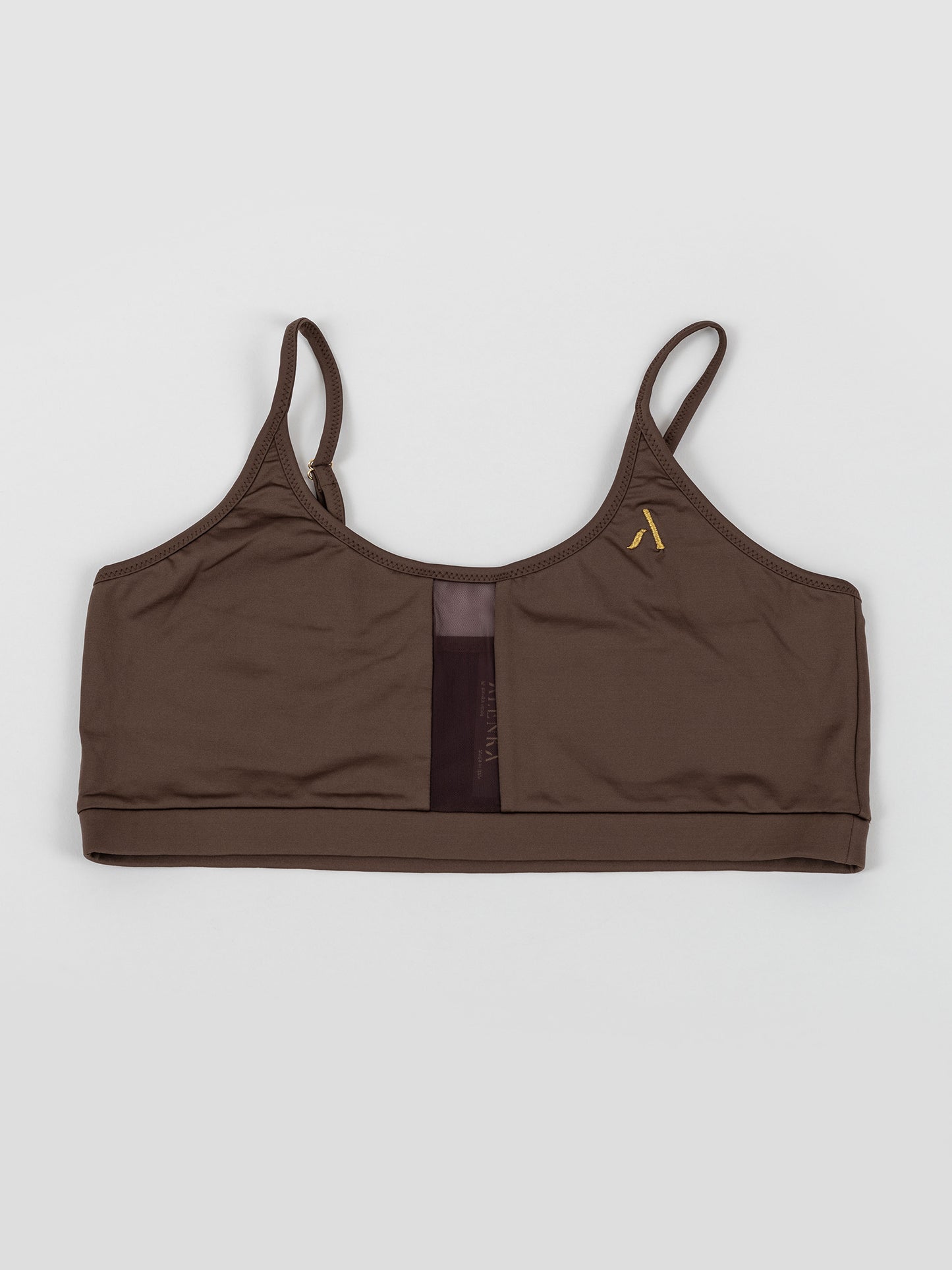 Top da pole dance marrone con inserti in rete