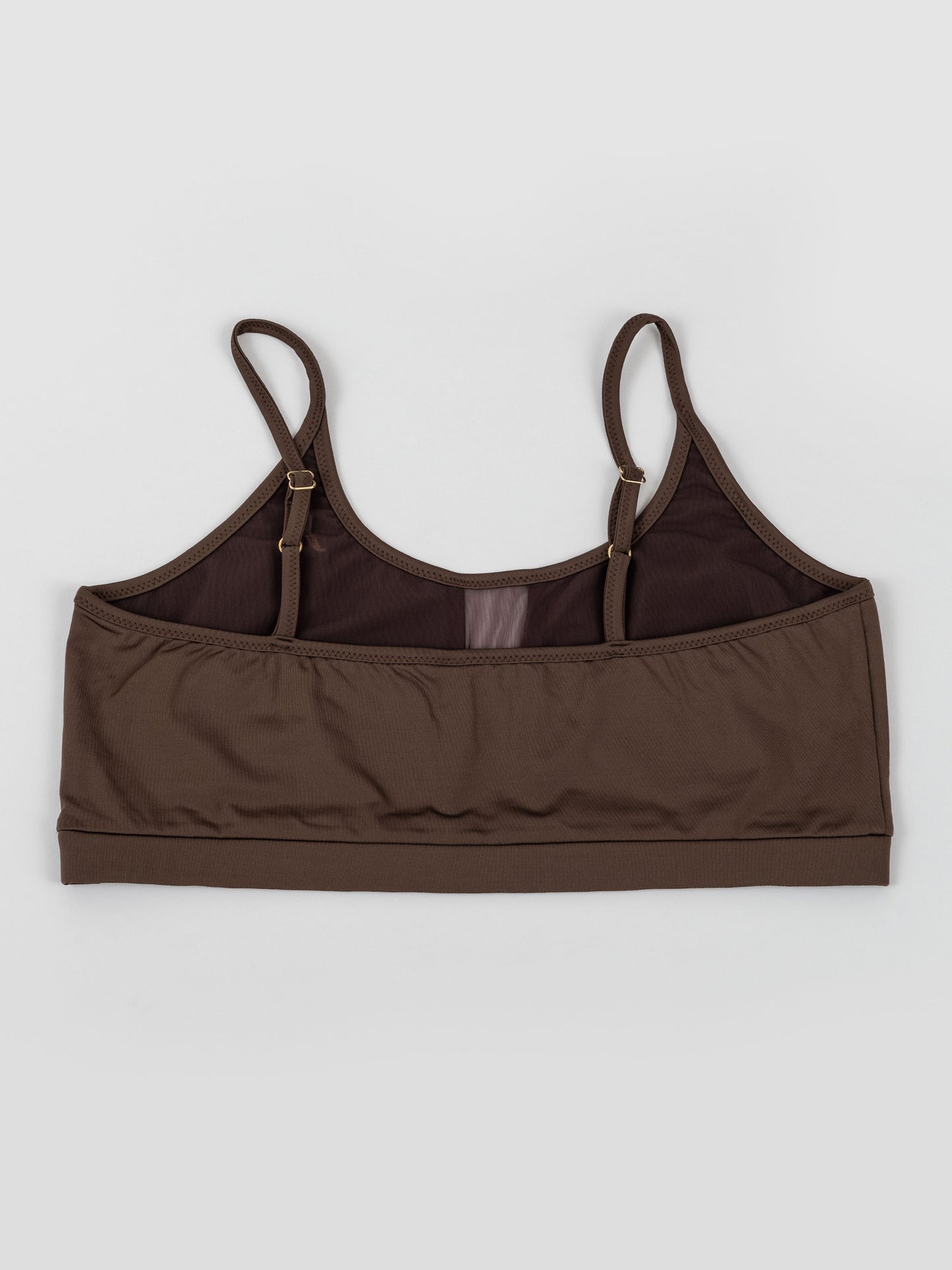 Top da pole dance marrone con inserti in rete